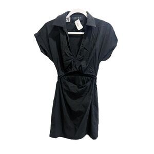 Bandit & The Babe Women Black Midway Mini Dress M VNeck Cut-Out Cap Sleeve NWT